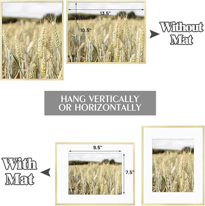 Golden State Art, Gallery Wall Frame Set of 6 - Gold 11x14 Aluminum Photo Frames with Mat for 8x10 Pictures - 11 x 14 inch Metal Frame with Real Glass Cover - Elegant Home or Office Decor