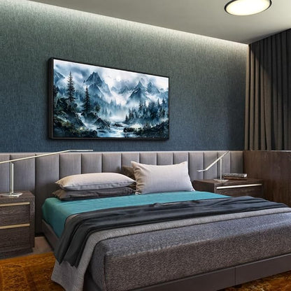 ERQINHUA Large Wall Decor For Bedroom Black Framed Canvas Wall Art For Living Room Office Decorations Misty Forest Wall Paintings Tree Landscape Pictures Artwork Modern Home Decor 30x60 Inches