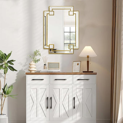 Gold Mirror for Bathroom, 20x26.4 Inch Rectangle Bathroom Vanity Mirror for Over Sink, Modern Decorative Mirror for Living Room Entryway Fireplace Mantel (Horizontal/Vertical)