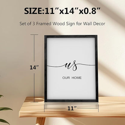 Heiple This is Us Wall Decor 11"x14" Framed Wooden Wall Sign for Home Decor Farmhouse Vintage Rustic Living Room Minimalist Family Wall Art (Black)