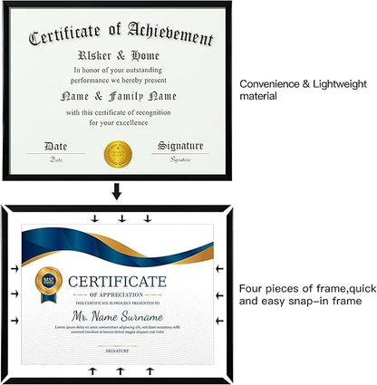 ELSKER&HOME 11 x 14 Frame Black 12 Pack, Certificate Award Document Diploma Frame Multi Pack, 11x14 Picture Frame for Wall & Tabletop Mounting in Horizontal or Vertical Format