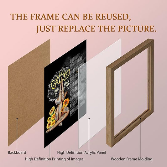 2Pcs Male King And Queen Wall Art Inspiration Canvas Wood Framed Printing African American Poster Picture Inspiration Wall Decoration Black Print Art Religious Quotations Gallery Living Room Bedroom Office