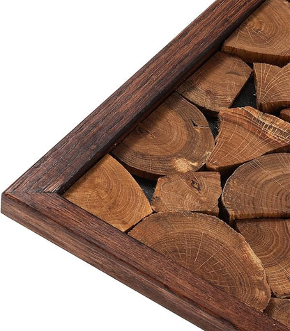 CONSDAN Wood Wall Decor | USA Grown Hardwood, Rustic Wooden Wall Art, Home Decorations for Living Room and Bedroom Aesthetic, Framed and Ready to Hang, End-Grain, 18" x 18"