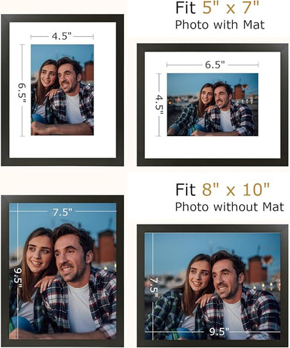 brisafe 8x10 Picture Frames Set of 6, Display Pictures 5x7 With Mat or 8x10 Without Mat, Multi Photo Frames for Gallery, Wall Mounting or Tabletop, Mothers Day Gifts, Black