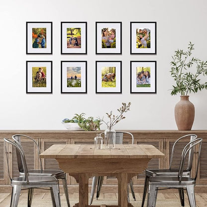 Giftgarden Black 8x10 Picture Frame Set of 10, Matted to 5x7 Picture with Mat or 8x10 Photo without Mat, Multi Frames for Gallery Wall Tabletop Display
