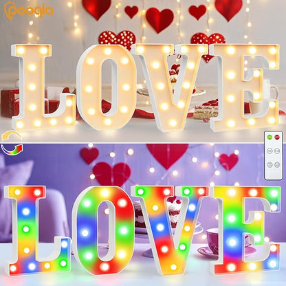 Pooqla LED Light Up Letters, Warm White and Colorful Lighted Marquee Letters with Remote, Lighted Letter for Party Birthday Decorations, Gift for Girls Boys Night Light, Wedding Home Decor, Letter D