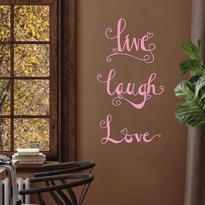 ESTART 3 Pieces Black Metal Letter Sign Decor 'Live Laugh Love' WordArt Wall Art Decor for Home Indoor Outdoor Bedroom Living room Bathroom and Office (Pink)