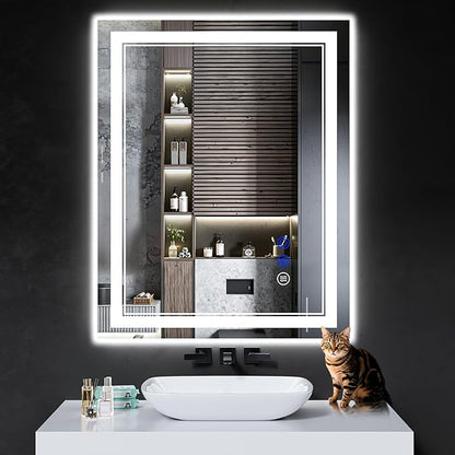 40"x30" LED Bathroom Mirror with Anti-Fog, Stepless Dimmable Lights, 3 Color Modes, Shatter-Proof Tempered Glass,Waterproof Design