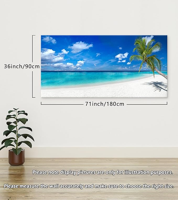XXMWallArt FC2498 Seascape Canvas Art - Tropical Paradise Beach With White Sand and Coco Palms - Summer Beach Nature Pictures for Living Room, Bedroom, Home and Office Wall Decor