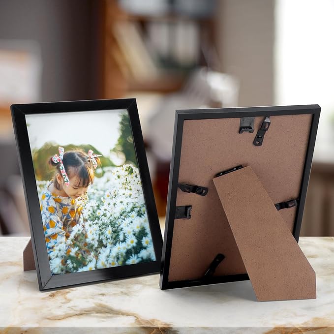 Hoikwo 18 Packs 5x7 Black Multi Plastic Picture Frames Set with Plastic Cover for Family Photos, Artwork, Light Weight Bulk 5 by 7 Frames Pack for Wall Hanging and Table, Stylish Picture Frames