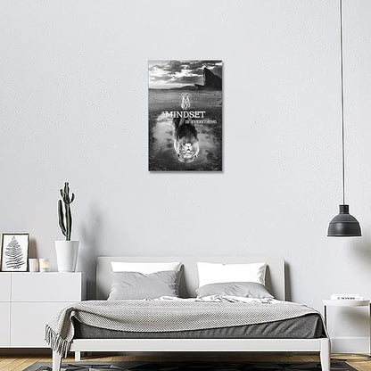 Lion Wall Art Mindset Motivational Animals Prints Poster for Office Wall Decor Modern Canvas Framed Artwork Pictures Ready to Hang24x36inches