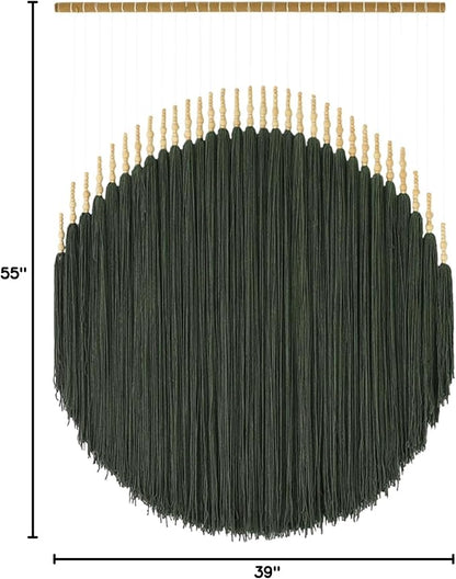 IOWER Large Macrame Wall Hanging Green Boho Decor Macrame Beads Yarn Fiber Art Beaded Tassel Home Decor For Bedroom Living room 39" W x 55" L