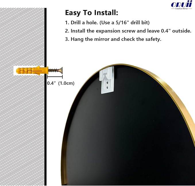 Oruii Gold Round Mirror 28 inch, Large Golden Circle Mirror Metal Frame, Large Brass Circular Mirrors for Living Room, Dining Room, Entryway, Hallway, Foyer, Bathroom, Wall