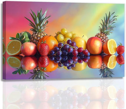 OAAPITI Kitchen Wall Art Colorful Fresh Diverse Fruits Poster Wall Decor Rustic Farmhouse Painting Print For Dining Room Living Room Home Decor Ready To Hang(Artwork-4,16"x24")