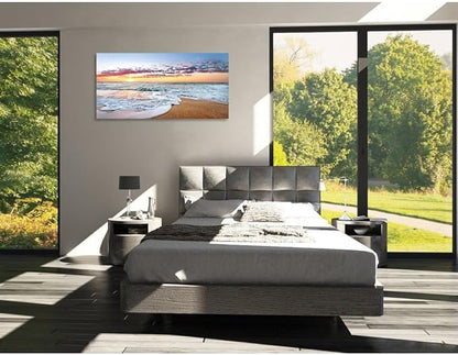TutuBeer 1 Panels Beach Home Beach Decor for Home Beach Decorations White Beach Sunrise with Deep Blue Sky Beach Pictures of the Beach Kitchen Decor Beach Decorations for Home Decor 8" x 16" x 1