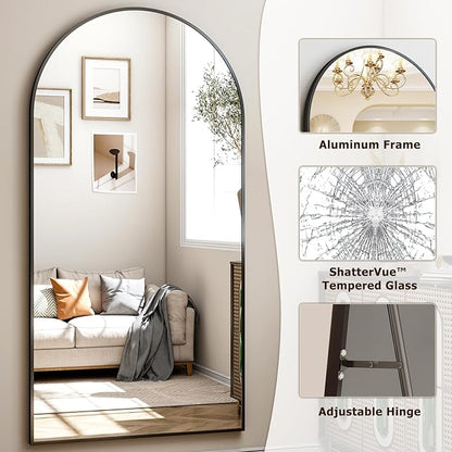 Easly 41"x81" Extra Large Arched Full Length Mirror - Leaning Mirror Arch Wall-Mounted Mirrors - Aluminum Alloy Frame Modern Simple Home Decor - for Living Room Bedroom Cloakroom