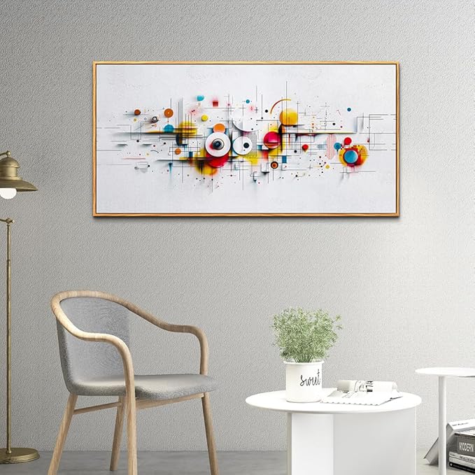 ERQINHUA Abstract Large Canvas Wall Art Living Room Boho Wall Decor For Bedroom Office Decorations Geometric Wall Paintings Minimalism Pictures Artwork Modern Home Decor Wood Framed 24x48 In