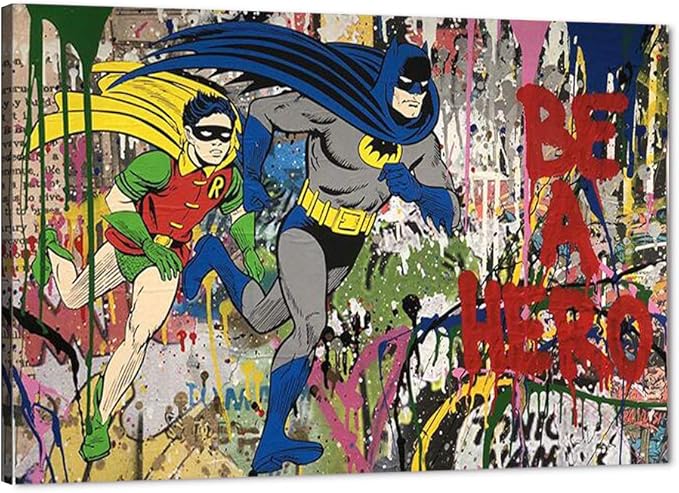 Yatsen Bridge Banksy Superhero Wall Art Paintings, Inspirational Canvas Paintings, Graffiti Pop Art Posters And Prints for Home Decor Ready to Hang - 36x24 inch