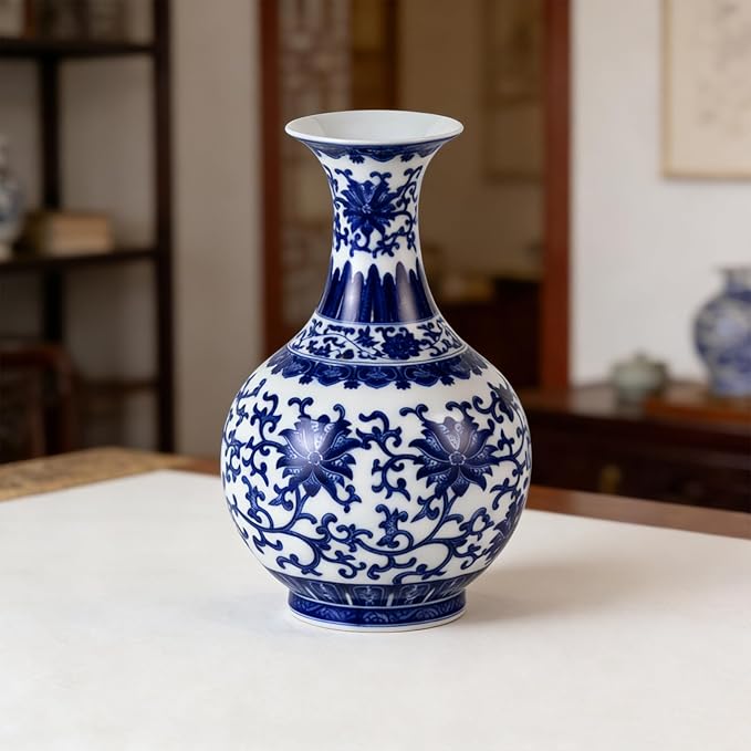KAMMAK Colored Ceramic Vase, Beautiful Hand-Painted Decorative Vase, Modern Art Porcelain Vase for Flower Mantle Dining Table Centerpiece, Entryway Living Room Wedding Decoration, WX003