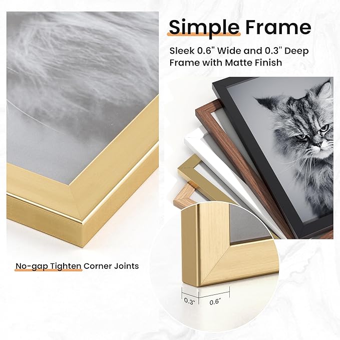 Venusmiles 15 Pack Picture Frames Collage Wall Decor, Gallery Frame Set for Wall Mounting or Tabletop Display, Multi Sizes Including 3pcs 8x10, 6pcs 5x7, 6pcs 4x6, Gold