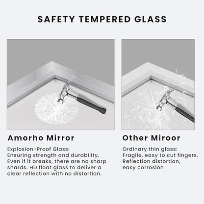 Amorho 24x32 Inch Bathroom Mirror Silver, Thick Metal Framed Wall Mirrors for Over Sink, Brushed Nickel Mirror Perfect for Bedroom, Living Room, Entryway, Rectangle (Horizontal/Vertical).