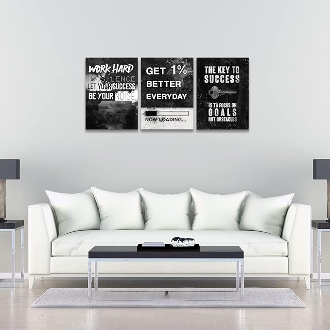 KAWAHONE Success Canvas Wall Art for Home Office Workplace, Perseverance Leader Canvas Quotes Motivate Success Positive Poster Framed Motivation Gift Ready to Hang