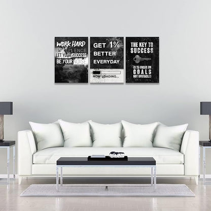 KAWAHONE Success Canvas Wall Art for Home Office Workplace, Perseverance Leader Canvas Quotes Motivate Success Positive Poster Framed Motivation Gift Ready to Hang