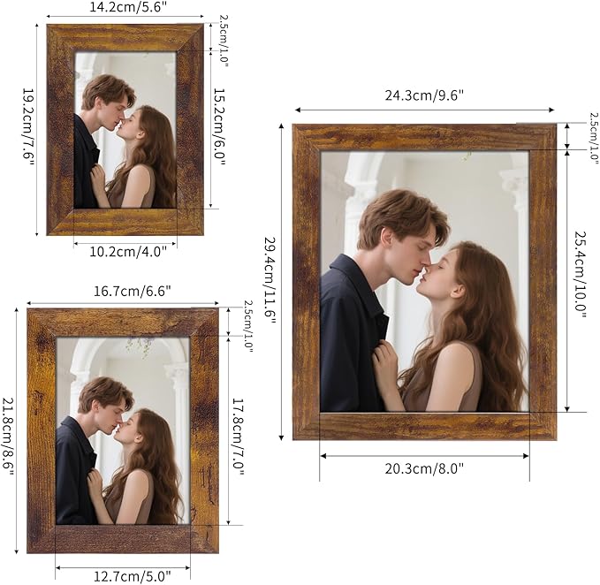 PETAFLOP Gallery Wall Frame Set 7 Pack Distressed Picture Frame Set, One 8x10, Two 5x7, Four 4x6 Picture Frames