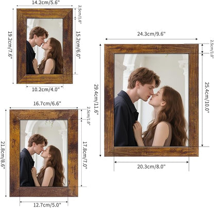PETAFLOP Gallery Wall Frame Set 7 Pack Distressed Picture Frame Set, One 8x10, Two 5x7, Four 4x6 Picture Frames