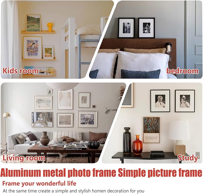 KTKDE11x14 Picture Frames Set of 2, Metal Photo Frame with High Definition ,Photo Frame 8x10 with Mat or 11x14 without Mat, Wall Mounting Vertical or Horizontal Perfect for Home Decoration, Office,