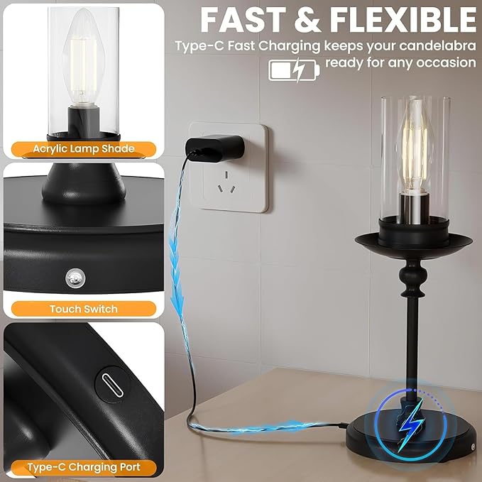 Anyboy Retro Cordless Touch Dimmable Table Lamp, 2-Pack 5200mAh Features 3 Color Temperature Switching and USB Charging, Great for Living Room, Bedroom, Study Retro Home Decor, Reading and Working