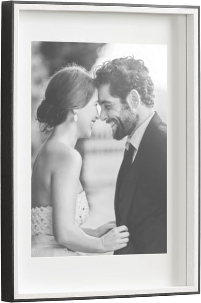 Kate and Laurel Gibson Modern Wall Picture Frame Set of 3; 14x18 matted to 11x14; Black and White; Three-Piece Frame Set for Gallery Wall Frame Set in Living Room Wall Décor