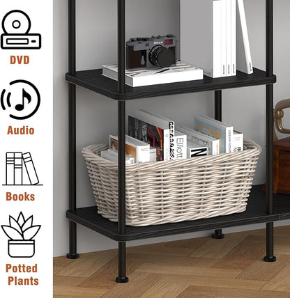 ETELI Tall Black TV Stand with Storage Small Entertainment Center for 50 Inch TV Console Table Media Stand 3 Tier Television Stands for Living Room and Bedroom