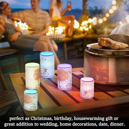 ALAZA Autumn Fall Tree and A Bicycle Thanksgiving Flickering Flameless Candles Battery Operated with Remote Timer,Tea Light Candles LED Pillar Votive Candles Set of 2 for Outdoor Indoor Decorations