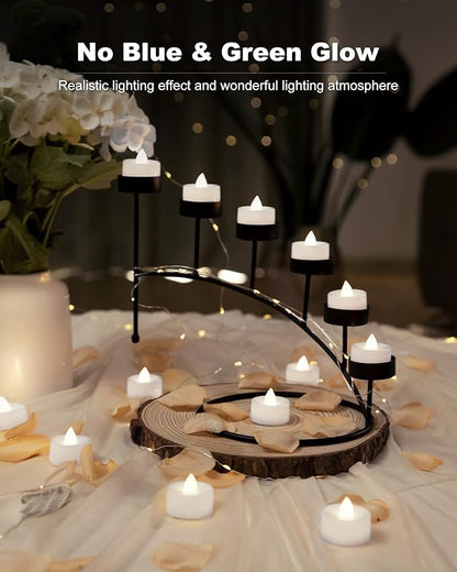 BEICHI Flameless Candles, 24Pack Battery Operated Candle, LED Tea Lights Candles Battery Operated, Flickering Fake Votives for Wedding Halloween Christmas Diwali- Pure White Light
