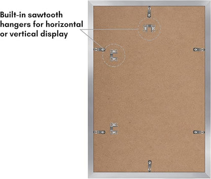 Americanflat 12x18 Poster Frame with Polished Plexiglass - Set of 5 - Use as 11x17 Frame with Mat or Display 12x18 Photo Without Mat - Galleria Collection - Picture Frames for Wall Display - Silver