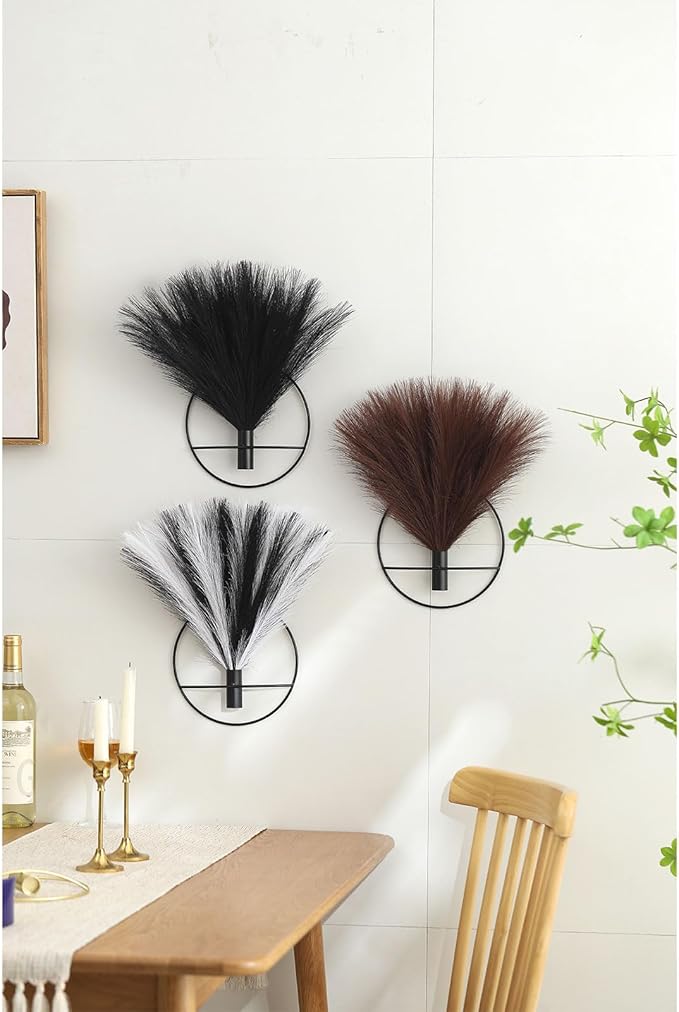 Pretty Jolly Boho Wall Decor, Wall-Mounted Metal Wall Decor, Hanging Artificial Pampas Display, Wall Art Living Room,Bedroom,Bathroom,Dining room, Plant Wall Decor 2 Pack, Gold
