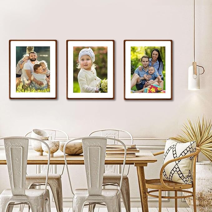 FLECHAZO Solid Walnut 12x16 Frame, Natural Wood 12x16 Picture Frame with Mat for 10x14 Photos, Gallery Wall Poster Frame for Tabletop and Wall Mounting Display