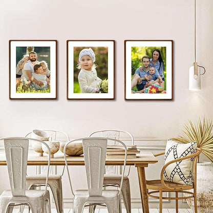 FLECHAZO Solid Walnut 16x20 Frames, Natural Wood 16 x 20 Picture Frame with Mat for 12x16 Photos, Gallery Wall Poster Frame for Wall Mounting Display