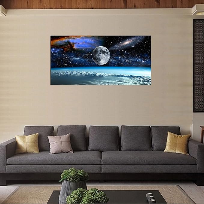 XXM WallArt FC2562 Space View From Earth Canvas Wall Art Landscape Modern Decor Abstract for Living Room, Bedroom, Kitchen, Home and Office