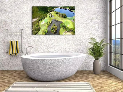 Golf Course Canvas Wall Art for Living Room Bedroom Bathroom Home Decorations Golf Course and Lake Picture Poster Prints Artwork Framed Ready to Hang(18''H x 24''W)