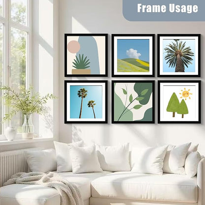 BESCRCL 12x12 Picture Frame Black Set of 6, Diamond Art Painting Frames Display Photo 10x10 or 12 x 12 without Mat, Wall Hanging Frame with Plexiglass