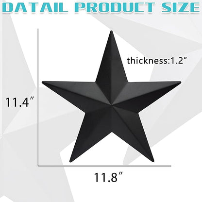 VIVICOMFY 12" Black Barn Star Wall Decor,Metal Stars Rustic Vintage Western Country Farmhouse Home Indoor or Outdoor Wall Decoration,Texas Stars for House Art Décor(Set of 3)