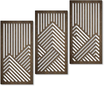 Putuo Decor Geometric Wood Wall Decor Set of 3, Mid-Century Modern Wall Art, Abstract Wall Decor for Living Room Bedroom Hallway