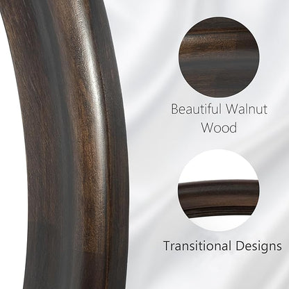 CULER Round Wall Mirrors 24 Inch,Wood Rustic Decorative Transitional Mirror with Walnut Frame for Wall,Farmhous Mirror for Bathroom Bedroom Living Room or Entryway（Dark Brown）