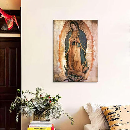 Mexico Our Lady of Guadalupe Portrait Wall Art Lamina enmarcada de Nuestra Señora de Guadalupe Painting picture Wall Decor Religion Catholic Poster Print Artwork for Altar bedroom 16x24 in Canvas