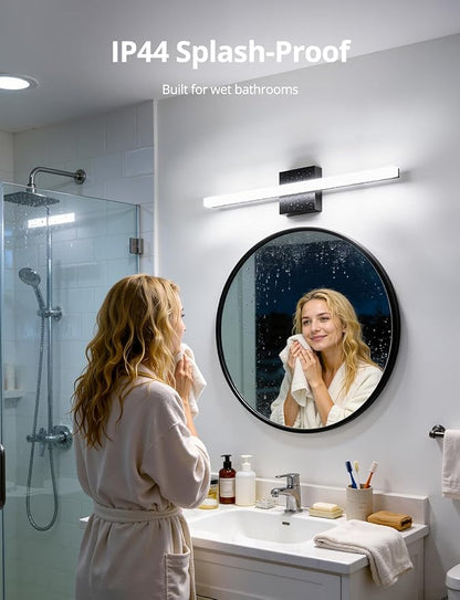 Combuh Led Vanity Lights Over Mirror Soft Shadow Free Black Bathroom Lamp for Wall,14W 24 Inch Long Restroom Lighting Bars Cool White 6000K Lámparas Luces para Baños Sobre Espejo Modernas 2 Pack
