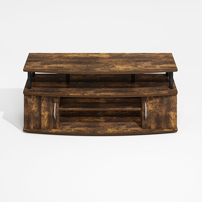 Furinno Jaya TV Stand, Entertainment Center, TV Console, for TV up to 55 Inch, with 2 Doors and Cable Management Holes, for Living Room, Bedroom, Amber Oak