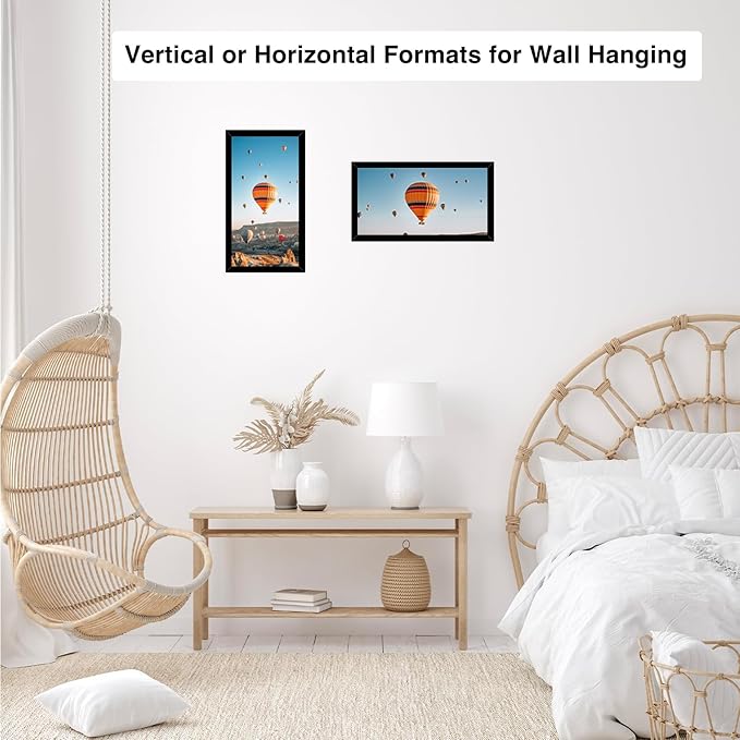 JCJMY 4x10 Picture Frame Set of 6 Black for Wall Hanging or Tabletop, Wall Mounting Horizontally or Vertically, 4 x 10 Wall Gallery Poster Photo Frame with Shatter Resistant Plexiglass, 6 Pack, Black