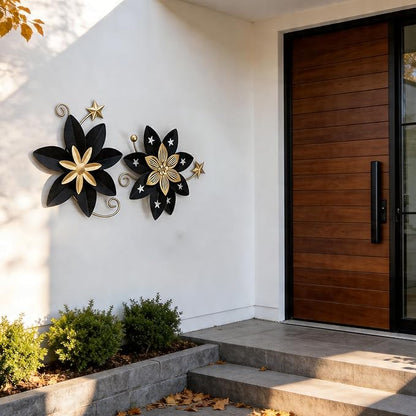 LIFFY Metal Leaf Wall Art (Black & Gold 2)